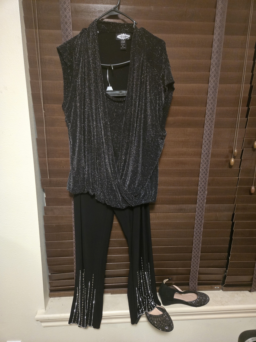 Sparkle Draped Black Jumpsuit Set